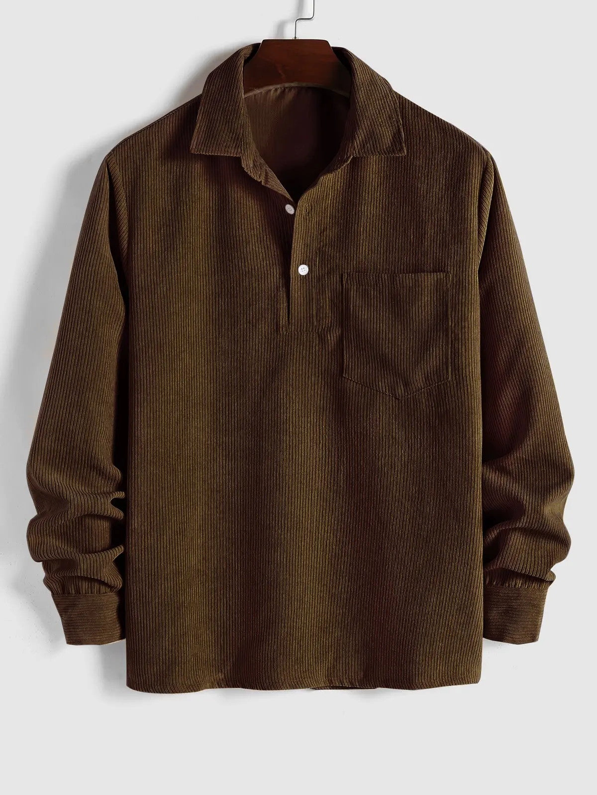 Langarm-Cordhemd für Herren, Casual-Shirt