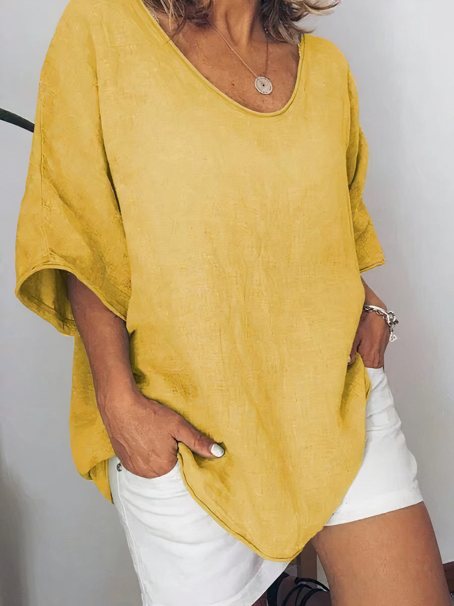 Plus Size Linen T-Shirt - Nuria