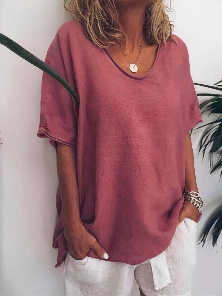 Plus Size Linen T-Shirt - Nuria