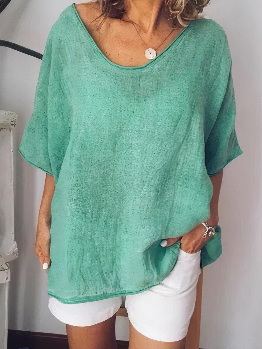 Plus Size Linen T-Shirt - Nuria