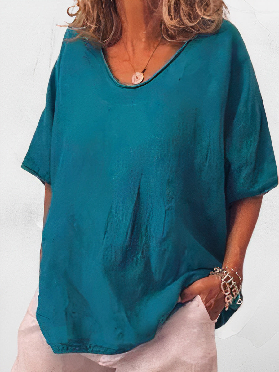 Plus Size Linen T-Shirt - Nuria