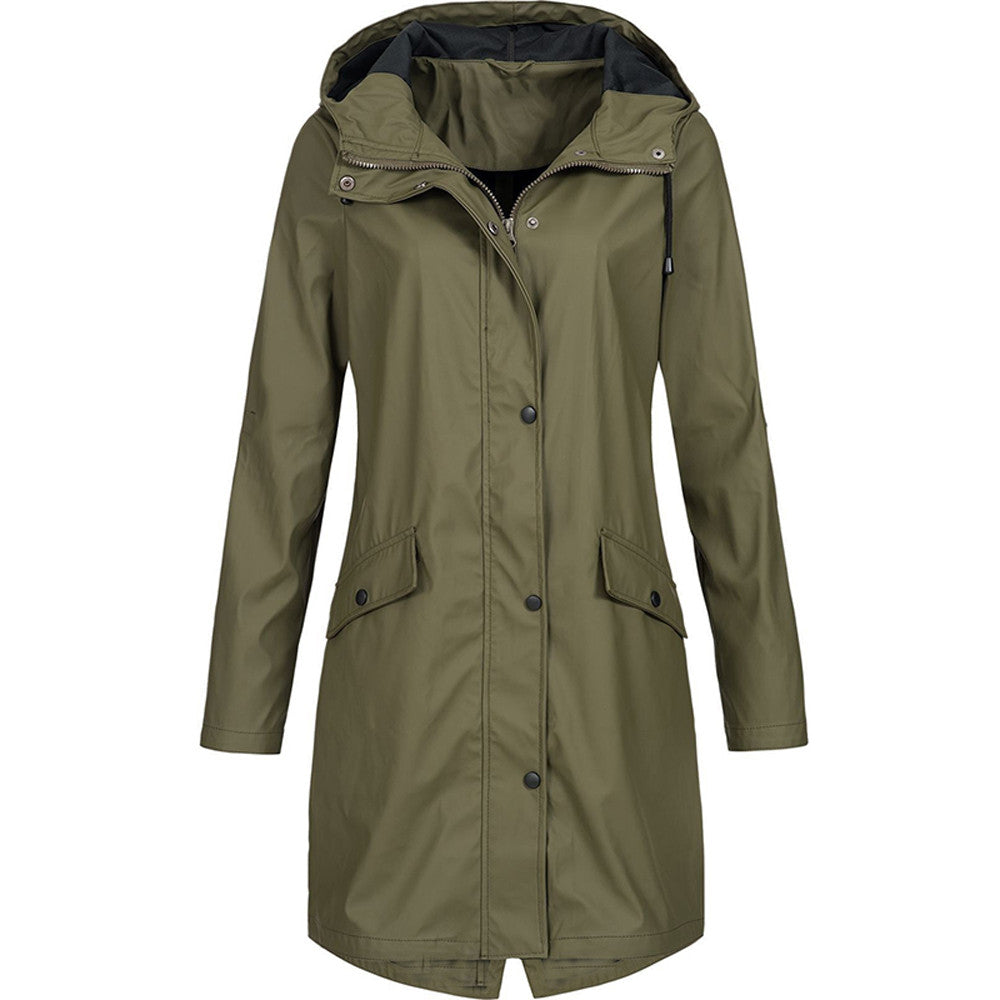 Krohn-e | Damen Herbst Lange Winddichte Regenjacke