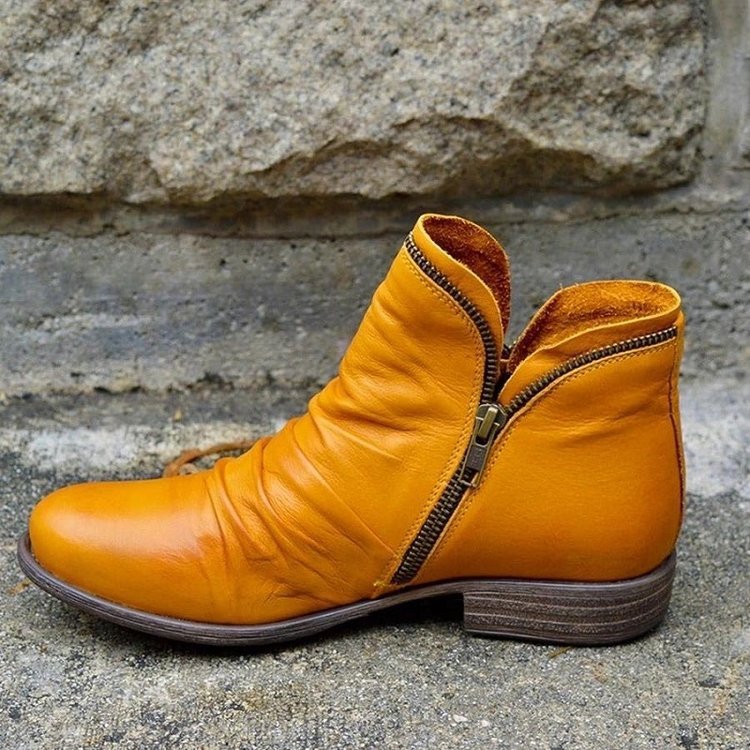 Krohn-e | Stiefeletten Glattleder Seitenreißverschluss Schmale Passform Niedriger Absatz Lässiger Stil
