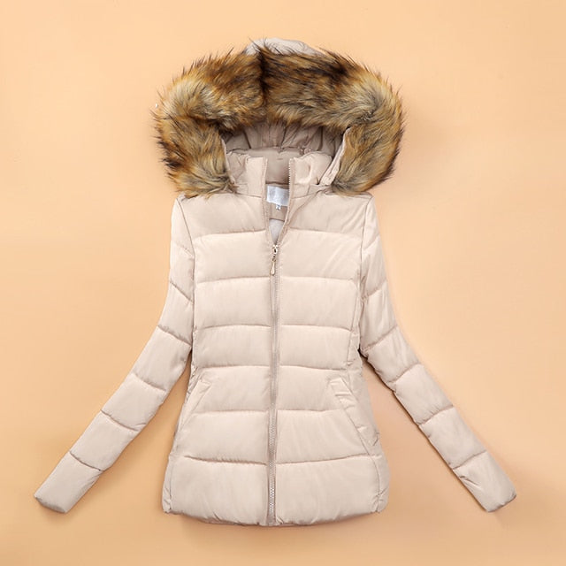 Krohn-e | Winterjacke mit Kunstfellkragen für Damen