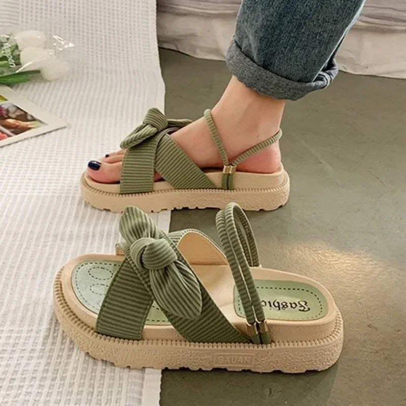 Laura® Damen-Sommersandalen mit Schmetterlingsknoten
