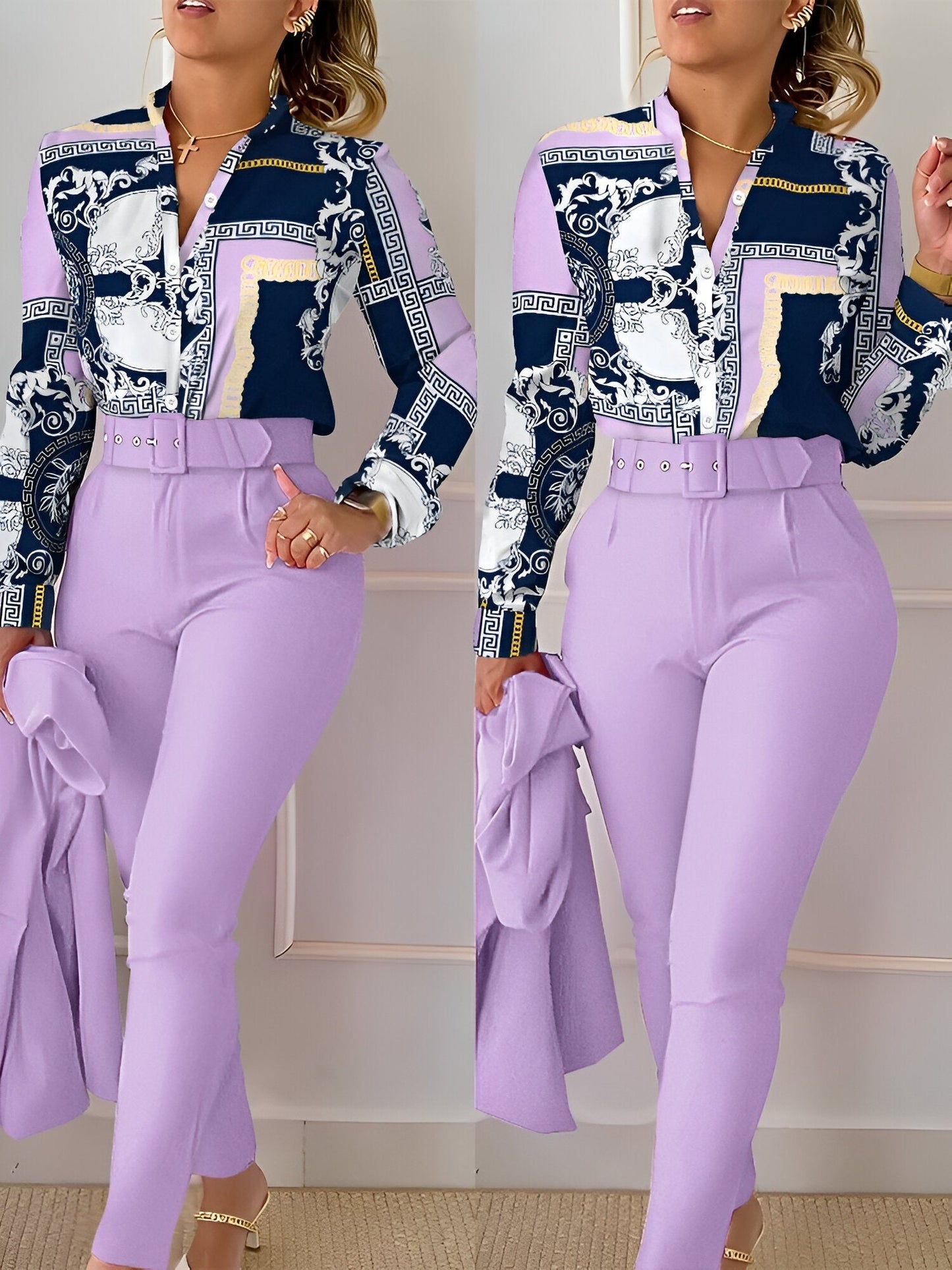 Fudus Oberteil und Hose: V-Ausschnitt und hochtailliert