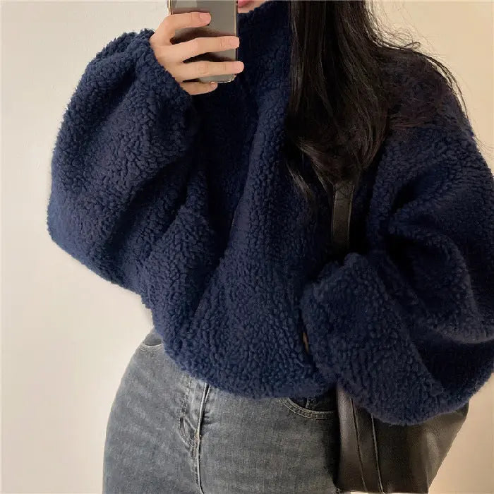 Krohn-e | Stehkragen Kuschelige Teddyjacke für Frauen