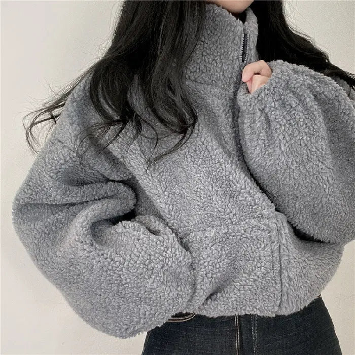 Krohn-e | Stehkragen Kuschelige Teddyjacke für Frauen