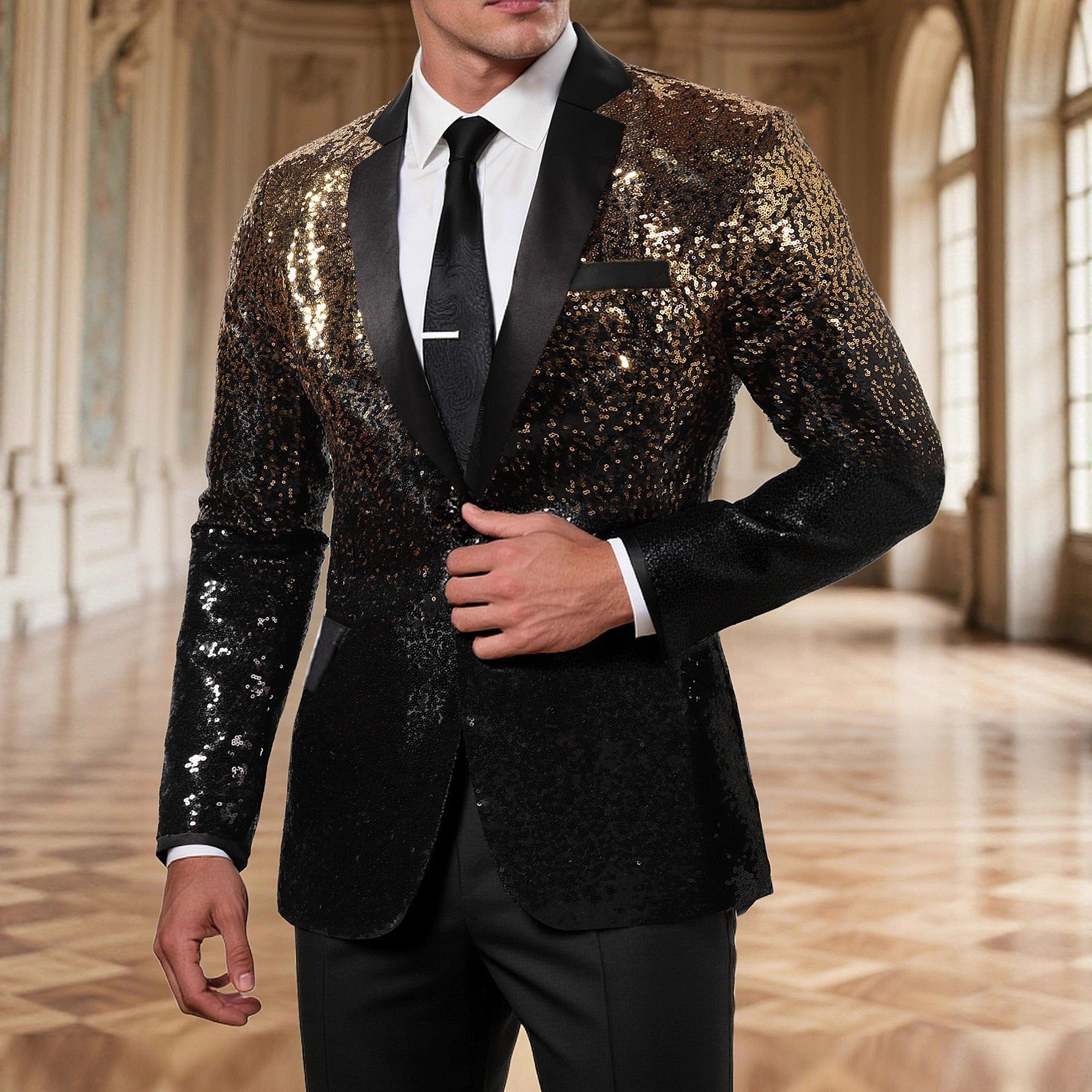Herren glamouröser Pailletten Blazer Krohn-e