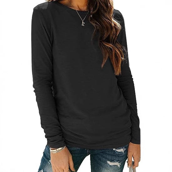 Damen lässiges Longsleeve-Shirt mit dekorativem Raffung Krohn-e