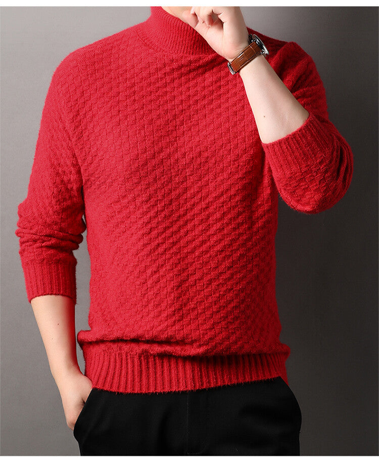 Herren Strickpullover mit hohem Kragen und strukturiertem Design Krohn-e