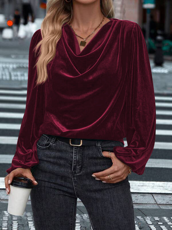 Damen Elegantes Viskosebluse mit Wasserfallausschnitt Krohn-e