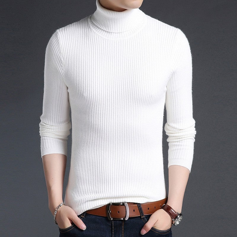 Herren Ripp-Strickpullover mit hohem Kragen und körpernahem Schnitt Krohn-e