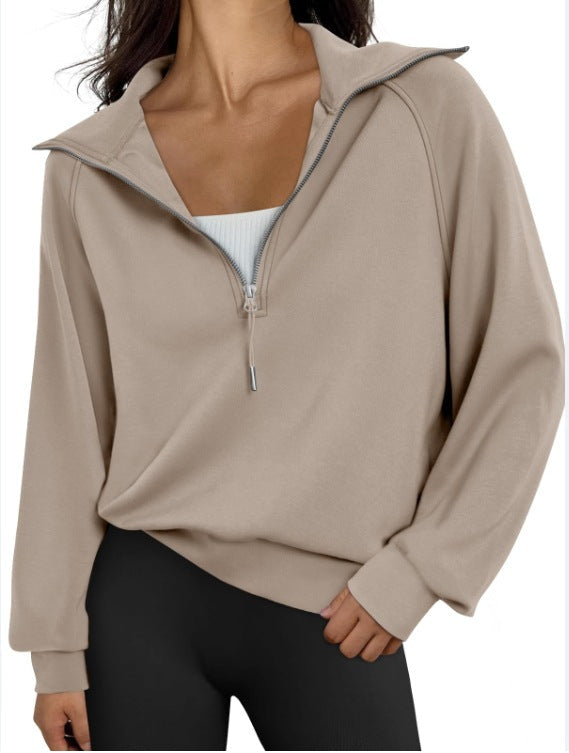 Damen lässiger Sweatpullover mit hohem Kragen und Reißverschluss Krohn-e