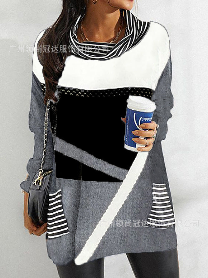 Fudus Langarmhemd mit Pile-Kragen, stilvollem Druck und Taschen