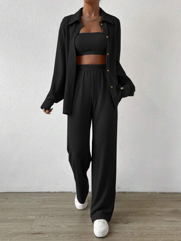 Damen Zweiteiliges Lounge-Set mit Oberteil und weiter Hose Krohn-e
