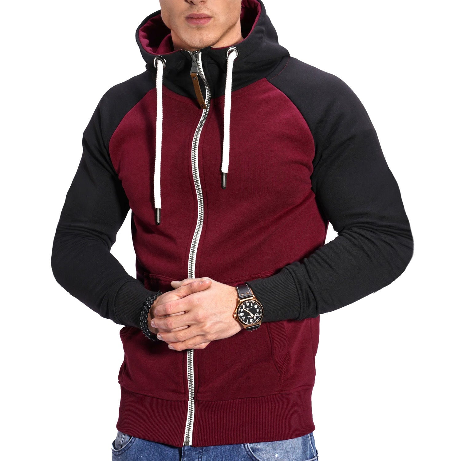 Herren raffinierter Kapuzenpullover mit hochwertigem Reißverschluss Krohn-e