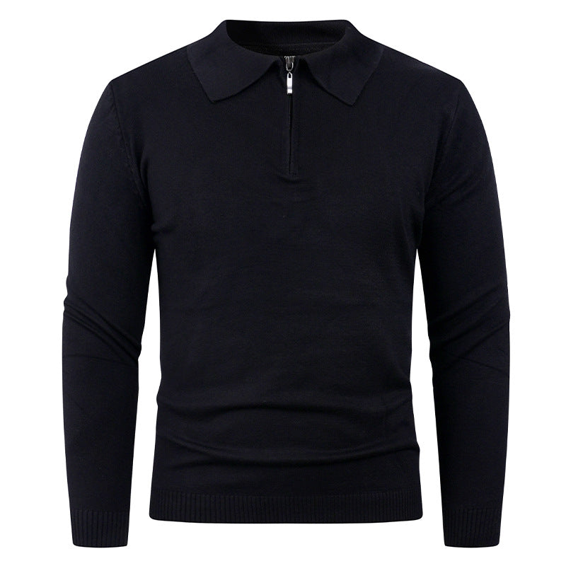 Herren Strickpullover mit halb offenem Kragen und feiner Rippenstruktur Krohn-e
