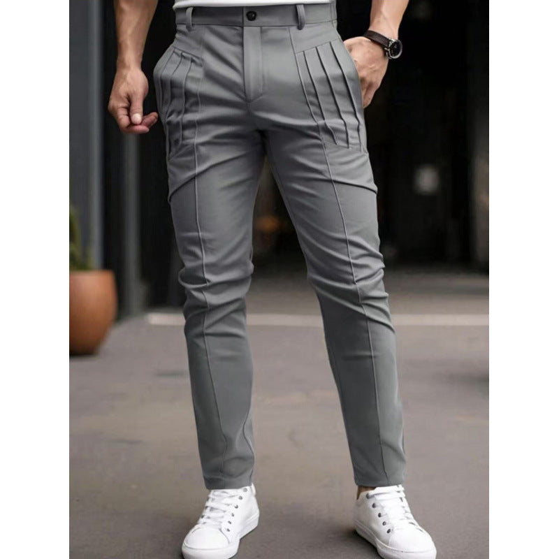 Herren stylische Slim-Fit Anzughose mit plissiertem Design Krohn-e