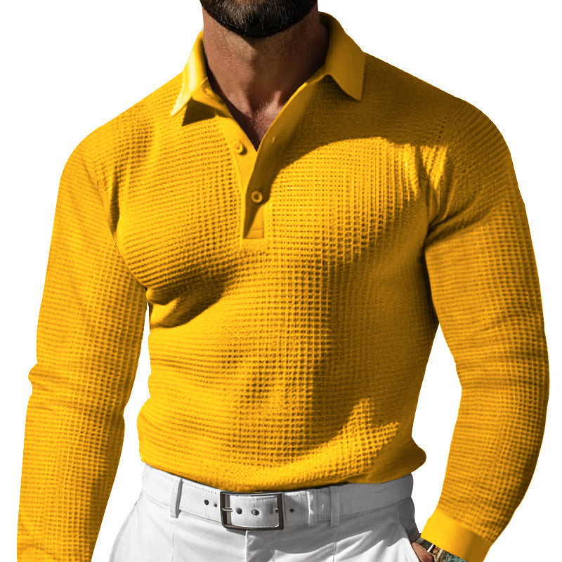 Herren Langarm-Poloshirt mit strukturiertem Design und klassischem Kragen Krohn-e