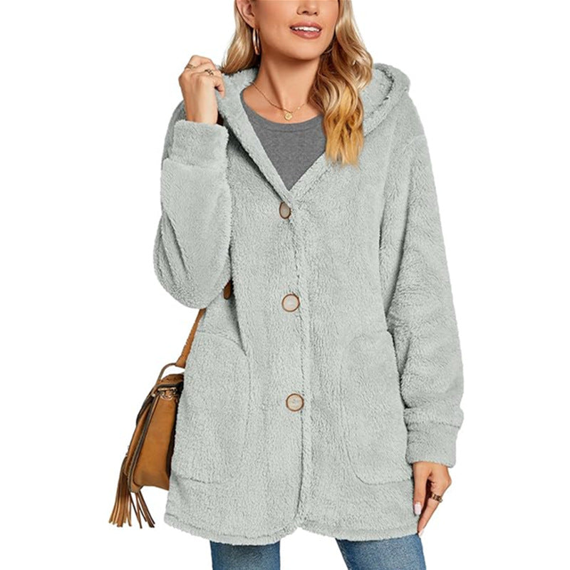 Damen Kuschelige Fleecejacke mit Kapuze und Taschen Krohn-e