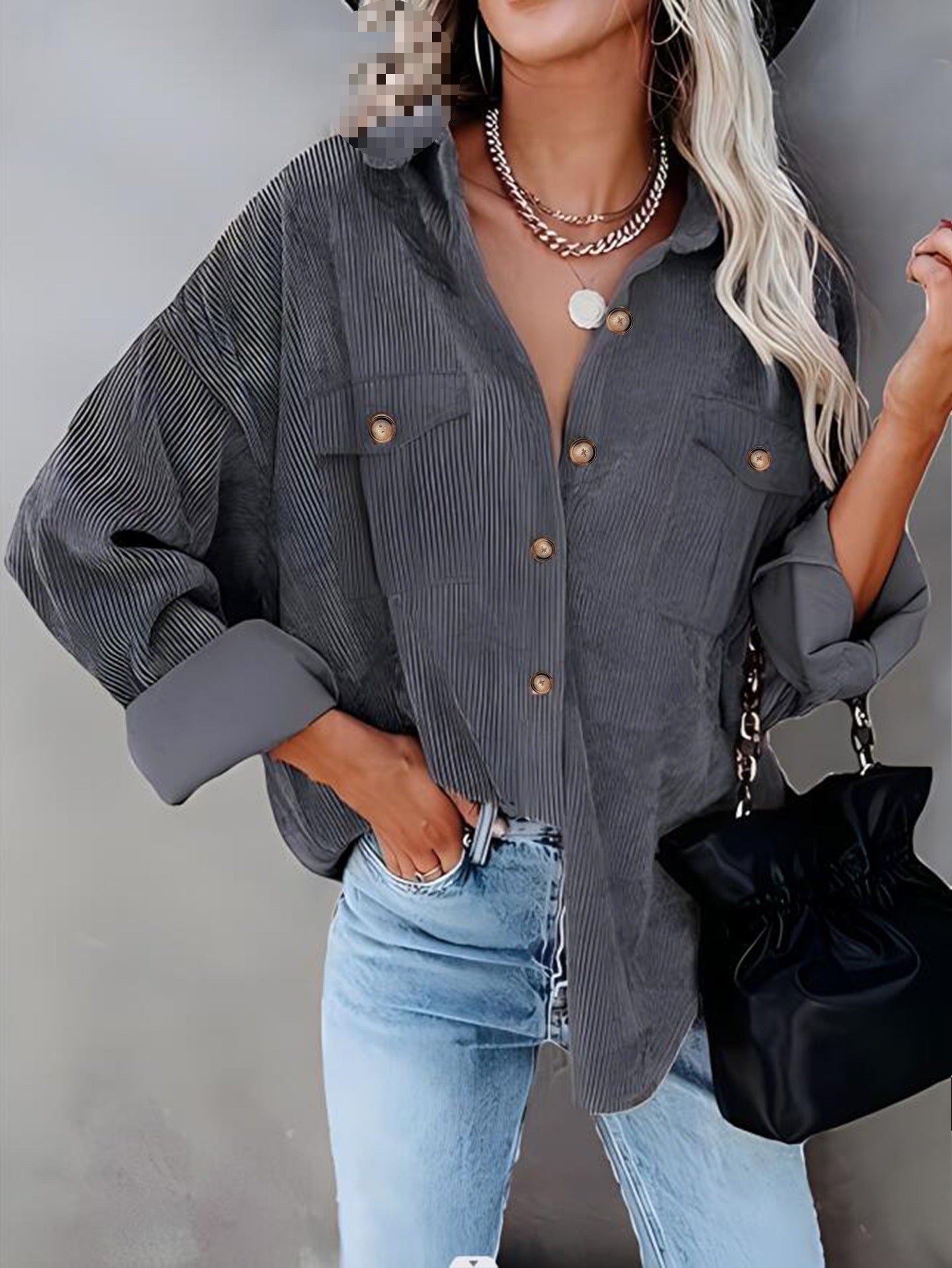 Damen Cordhemdjacke mit doppelter Brusttasche Krohn-e