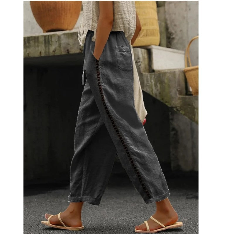 Damen lässige Leinenhose mit seitlichen Schneidern Krohn-e