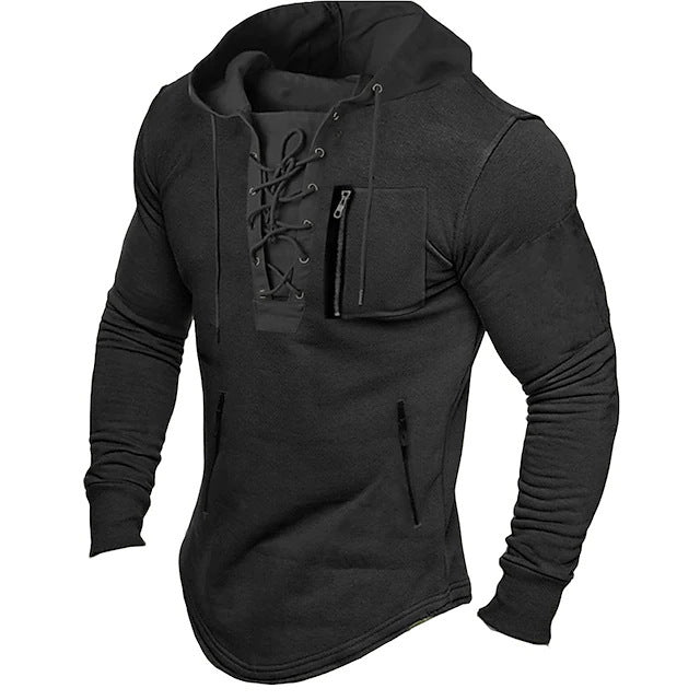 Herren modischer Kapuzenpullover mit einzigartigem Schnürdesign Krohn-e