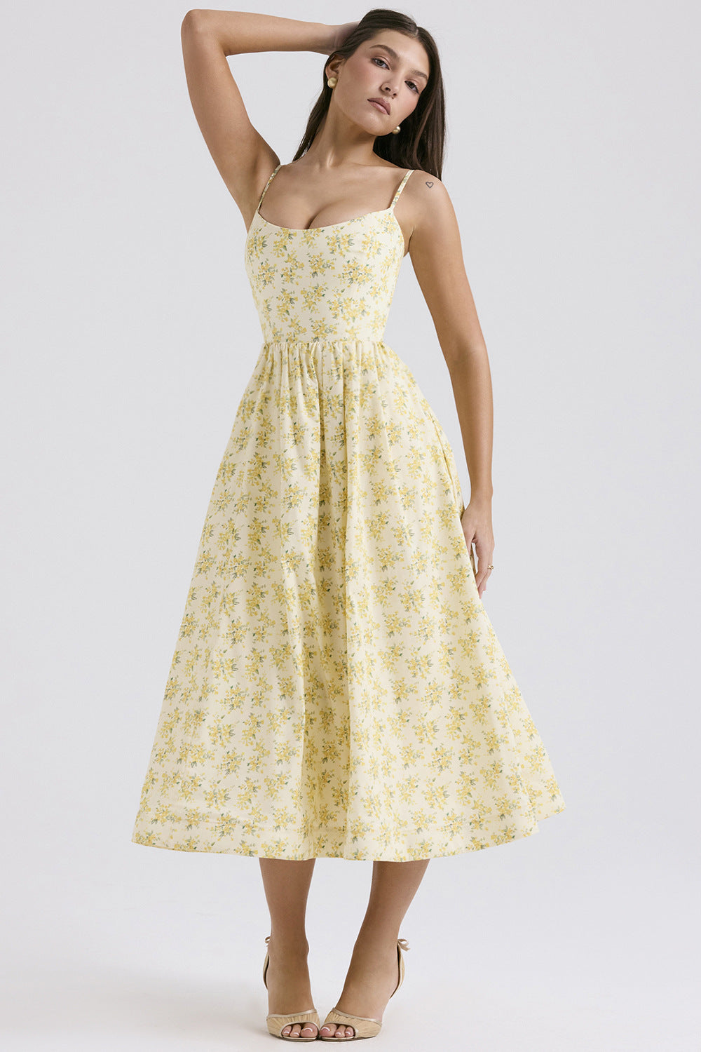 Damen Maxikleid mit schmalen Trägern und schwingendem Rock Krohn-e