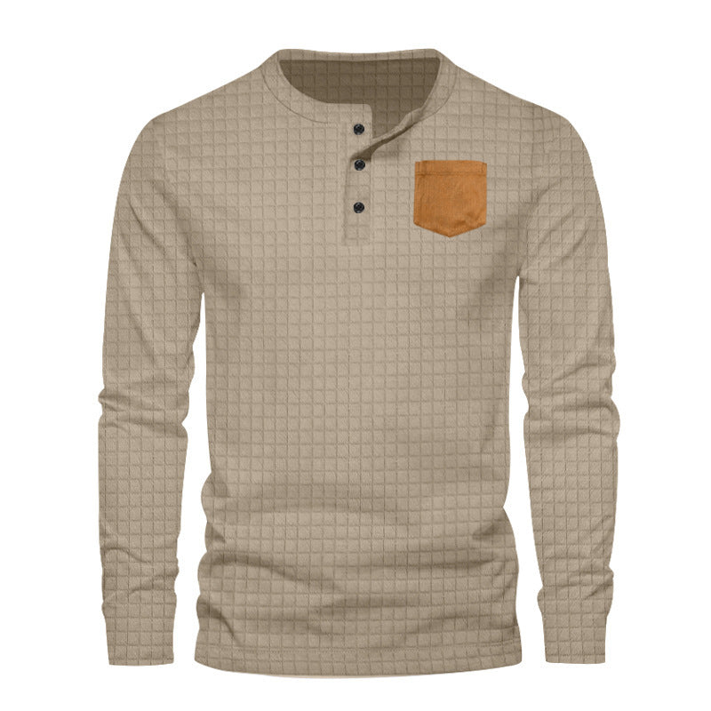 Herren Langarmshirt mit strukturiertem Design applikation Krohn-e
