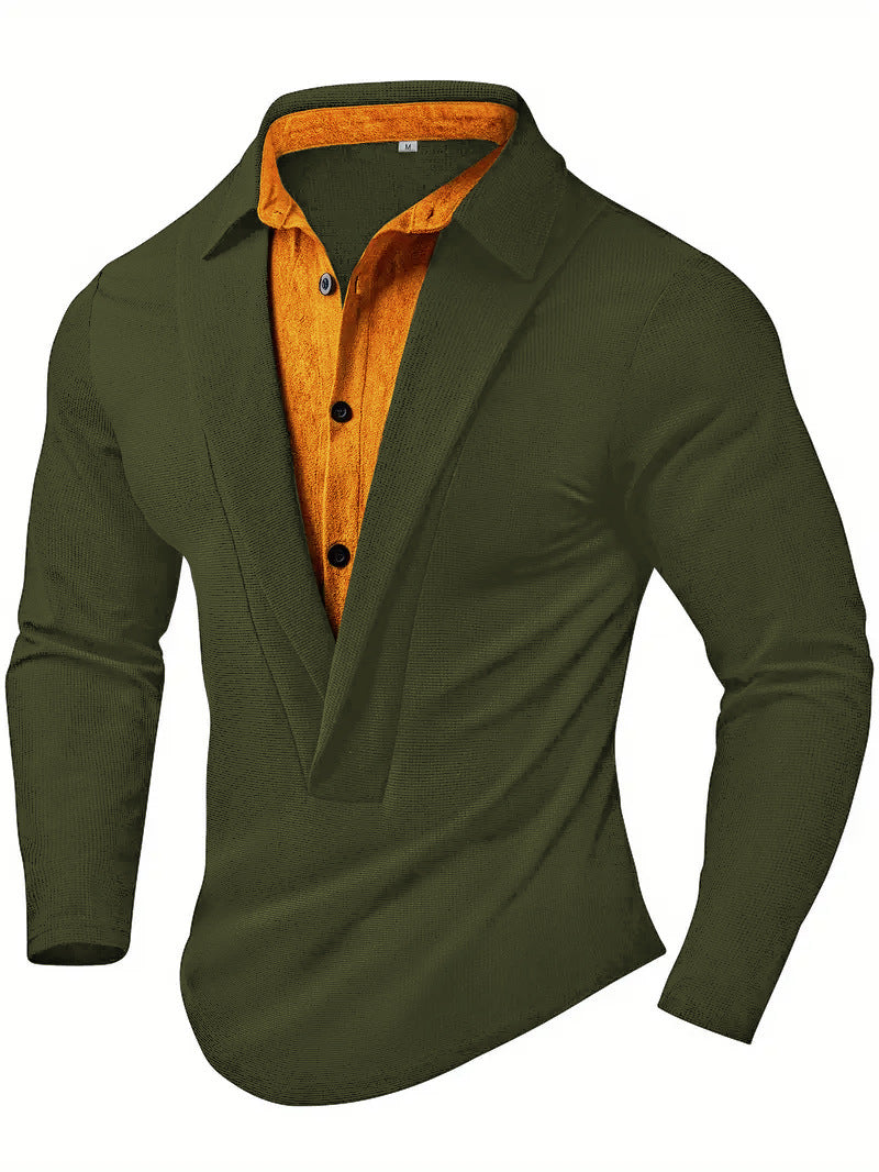 Herren Elegantes Langarmhemd mit modernem Kragen und texturiertem Design Krohn-e