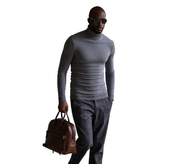 Herren rollkragen pullover mit feiner Struktur Krohn-e