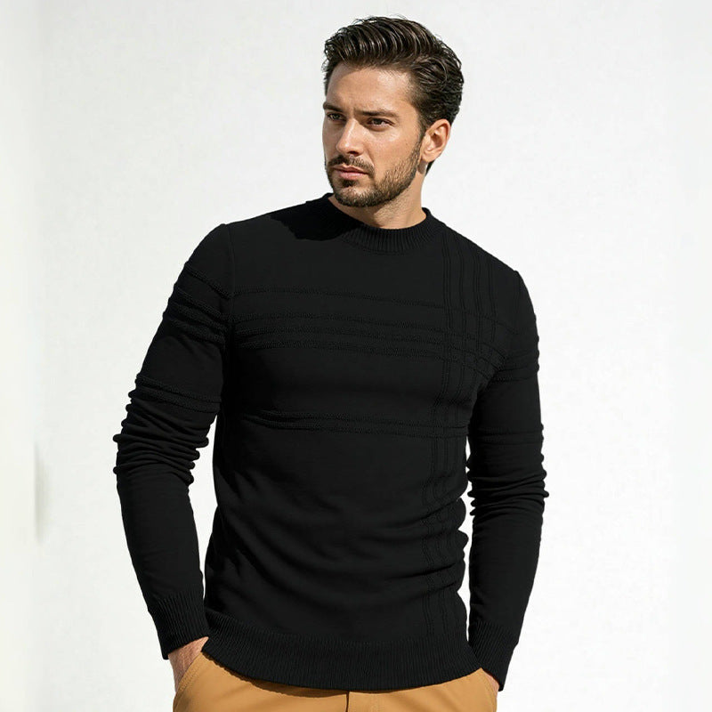Herren Pullover mit modernem Strukturdesign und hohem Kragen Krohn-e