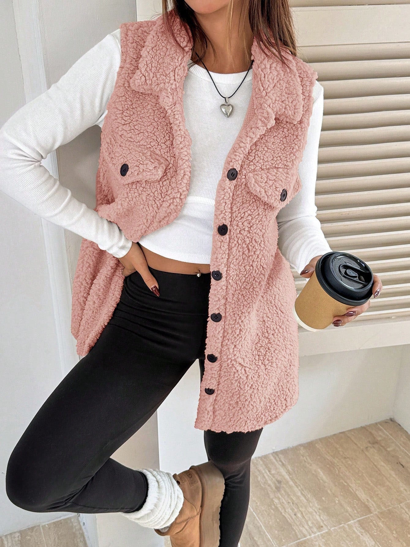Damen Teddy-Weste mit Taschen Krohn-e