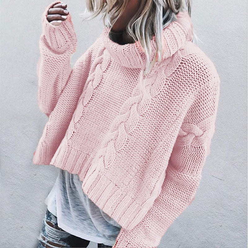 Damen Grobstrickpullover mit hohem Kragen und einzigartigem Zopfmuster Krohn-e