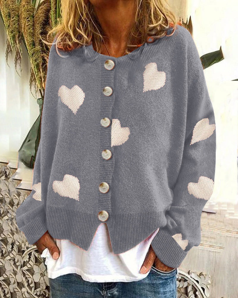 Damen kuschelige Strickjacke mit Herzmotiv Krohn-e
