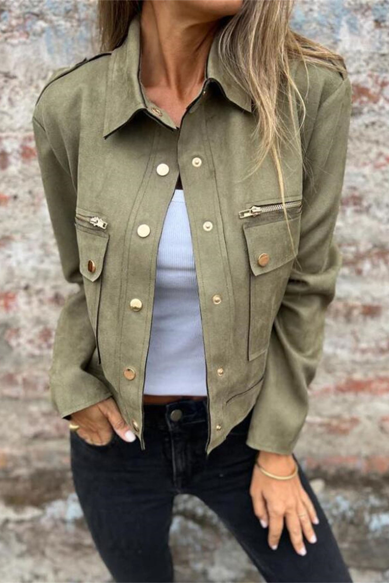Krohn-e | Metallreißverschluss Revers Langarmjacke