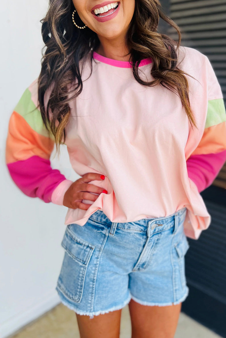 Damen lässiger Sweatshirt mit kontrastierenden Ärmeln Krohn-e