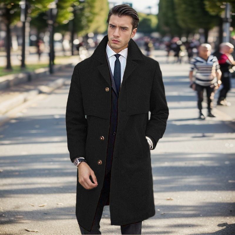 Herren eleganter Wollmantel mit doppelter Knopfleiste und modernem Design Krohn-e