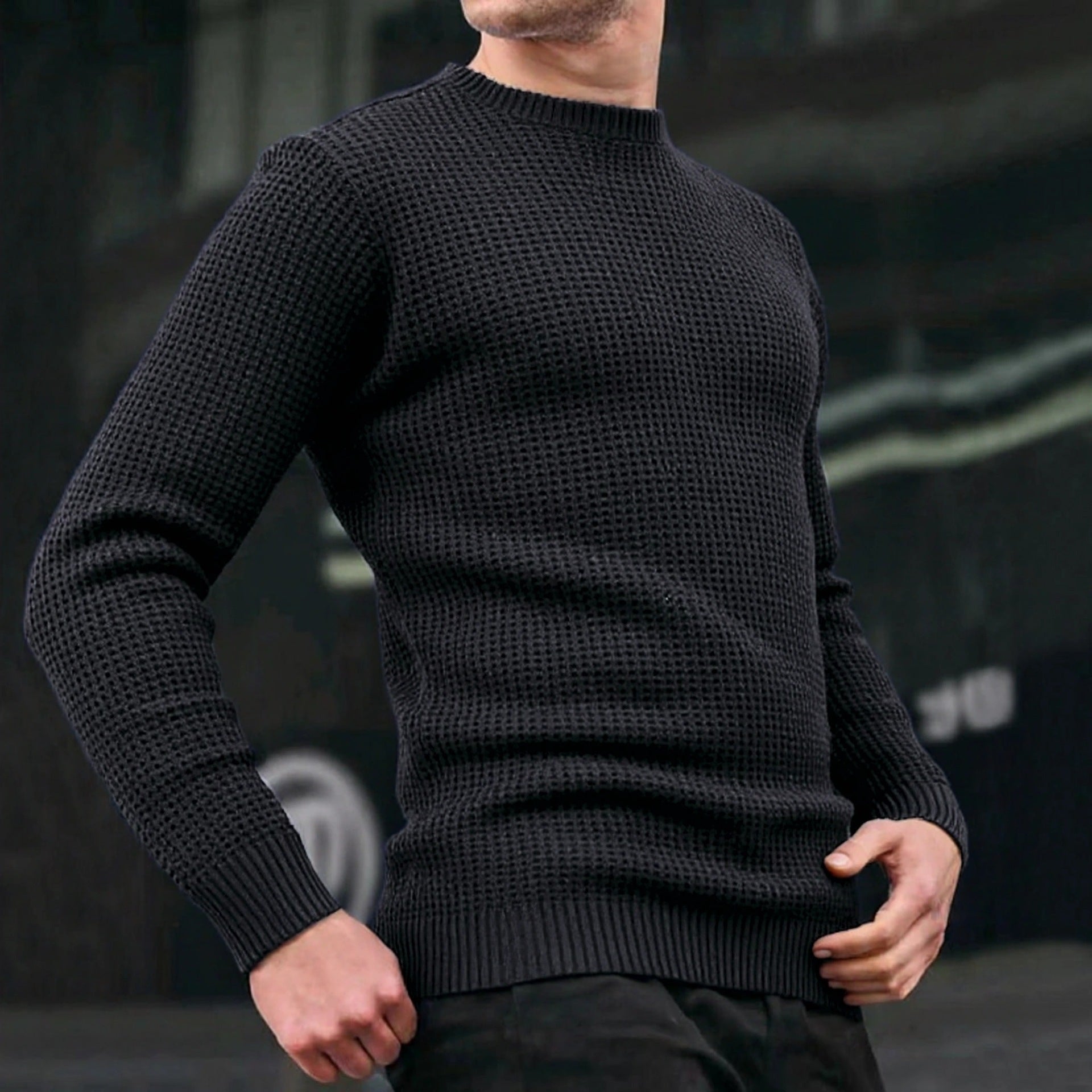 Herren lockerer Strickpullover mit Waffelmuster Krohn-e