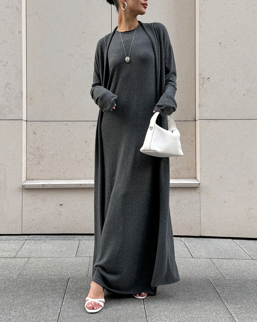 Krohn-e | Strick Strickjacke mit Langen Ärmeln und Satz Aus Trägerkleid