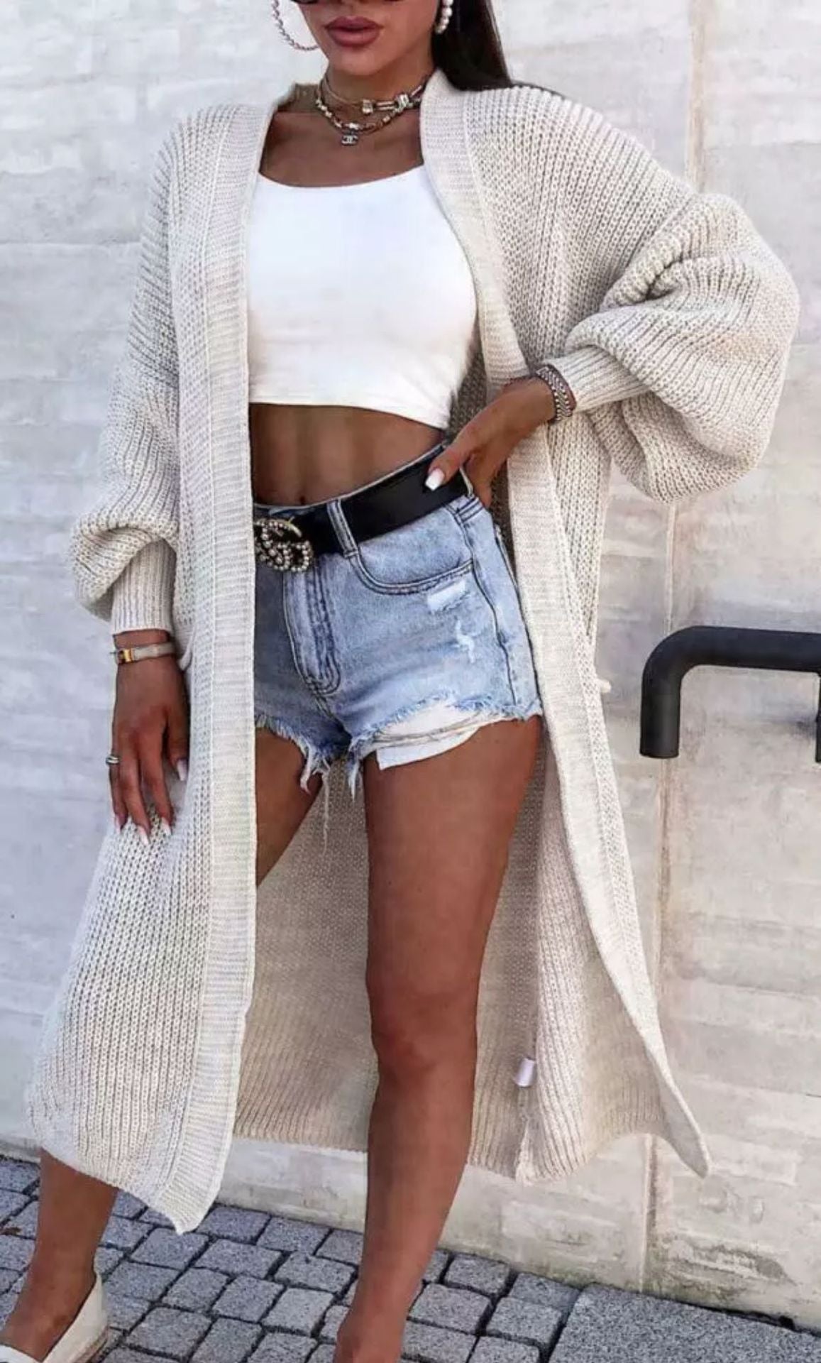 Damen Strickmantel mit weitem Schnitt und tiefen Taschen Krohn-e
