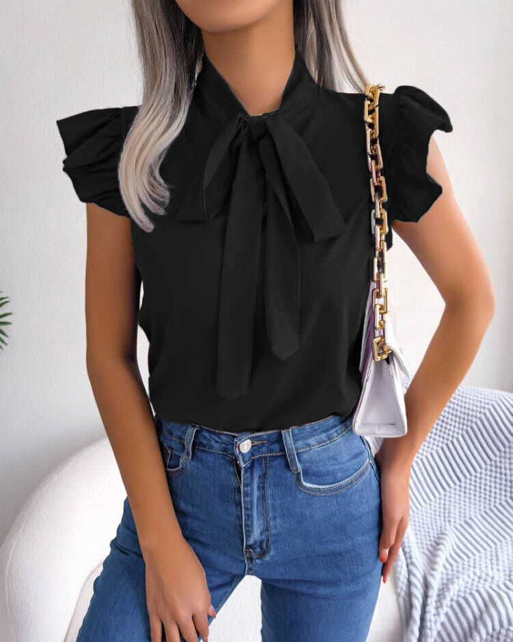Damen Bluse mit Rüschendetails und schickem Schleifenelement Krohn-e