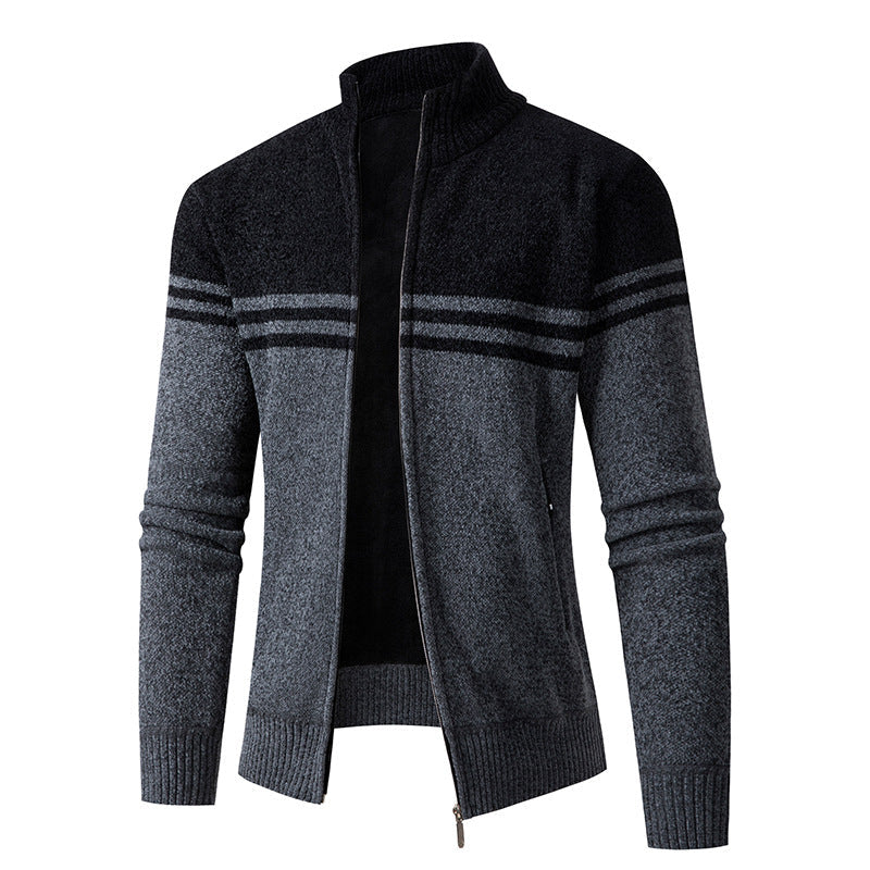 Herren Strickjacke mit modernem Zipper und sportlichem Streifenmuster Krohn-e