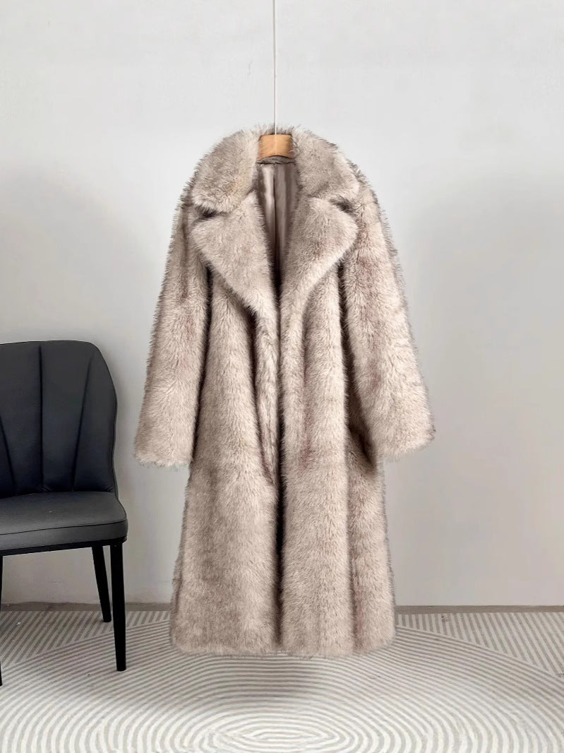 Damen Luxus Kunstfell Mantel Krohn-e