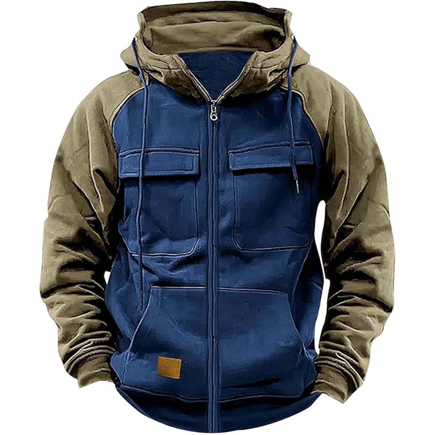 Herren Kapuzenjacke mit praktischen Vorder-Utility-Taschen und hohem Kragen Krohn-e