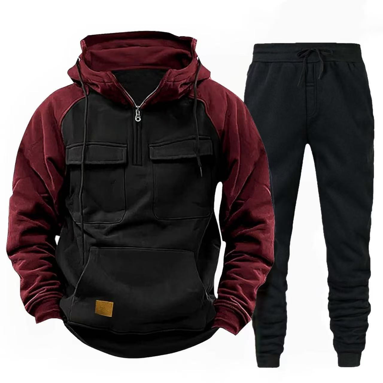 Herren funktionale Kapuzenjacke mit Reißverschluss und Jogginghose Krohn-e
