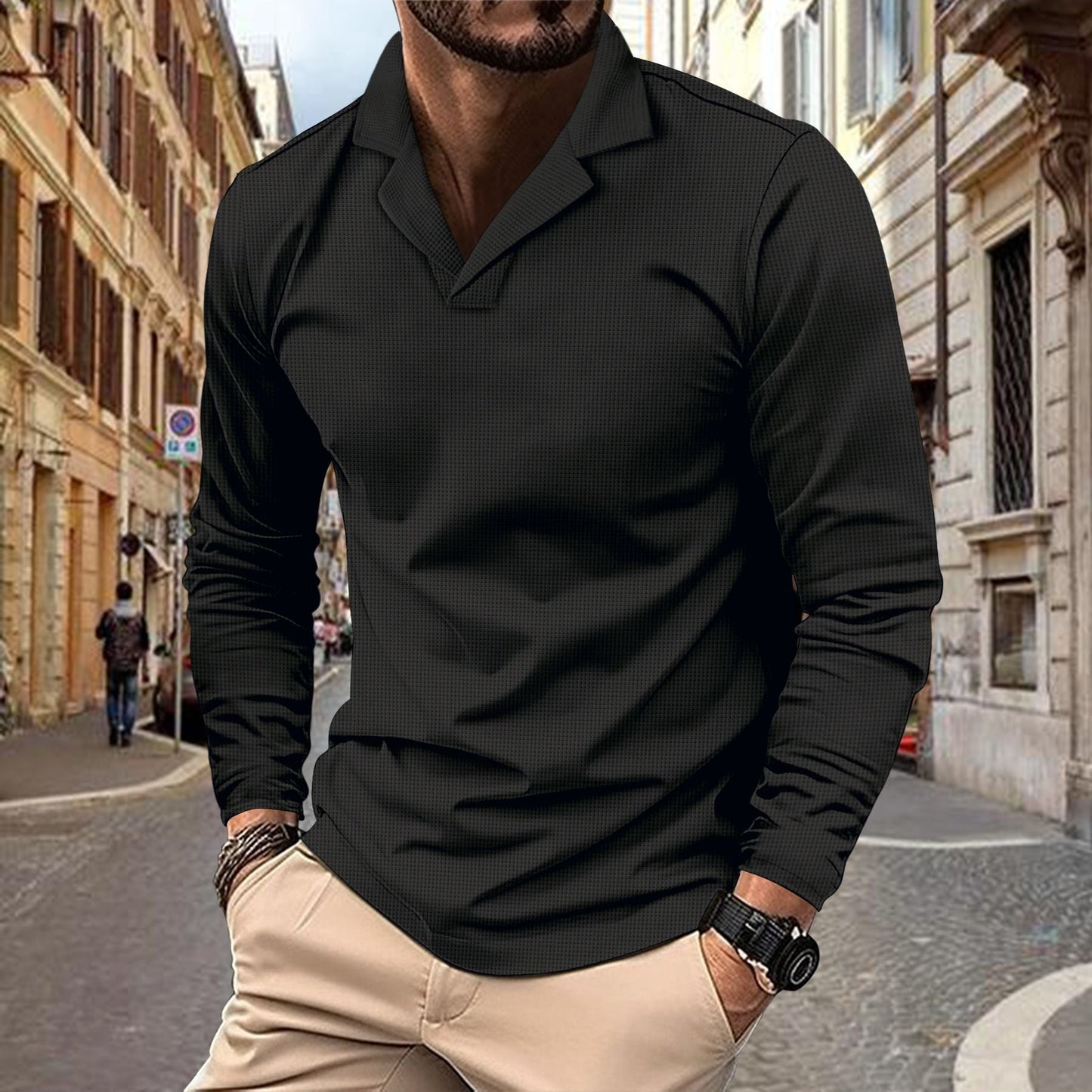 Herren modisches Langarmshirt mit strukturiertem Design Krohn-e
