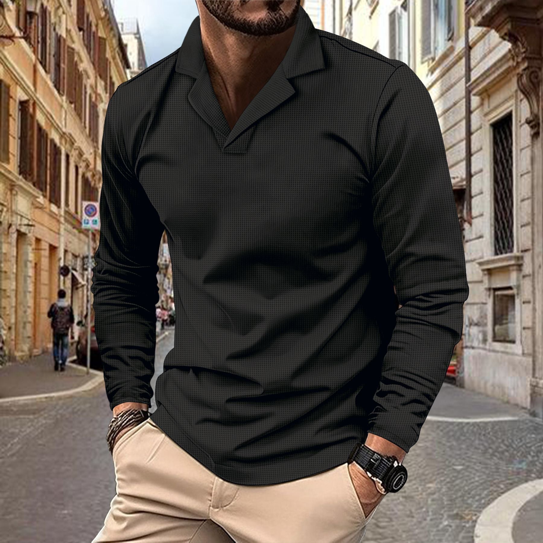 Herren modisches Langarmshirt mit strukturiertem Design Krohn-e