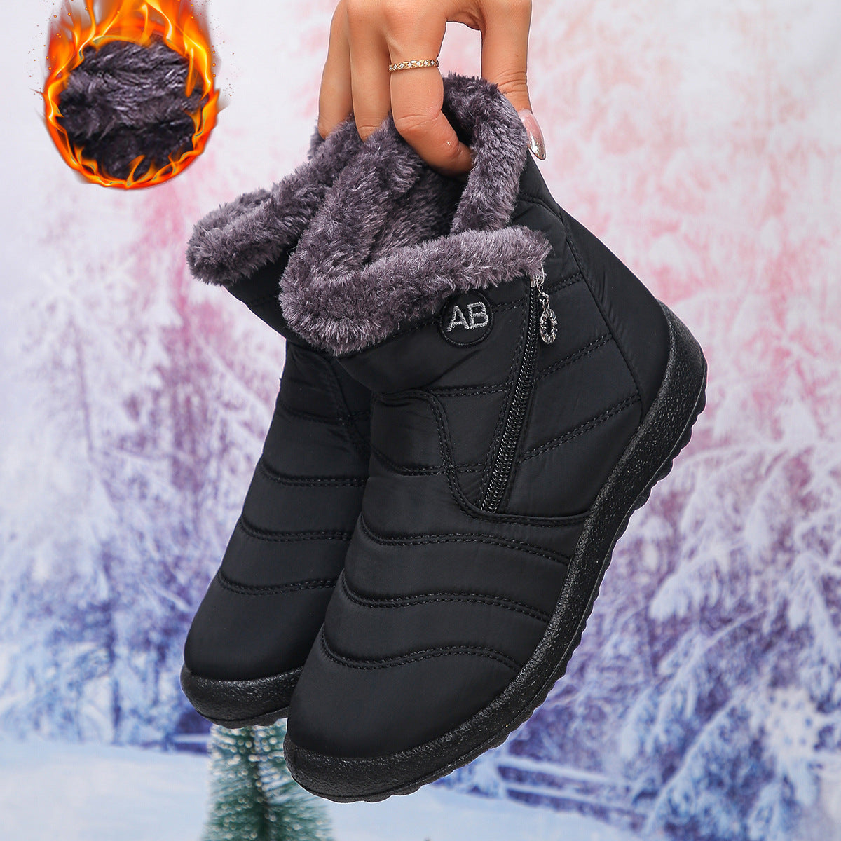 Damen Thermo-Winterstiefel mit kuscheligem Innenfutter und seitlichem Reißverschluss Krohn-e